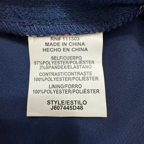 June & Hudson Jumpsuit Medium Navy Pink Cropped Wide Leg Dolman Sleeve - Picture 10 of 11